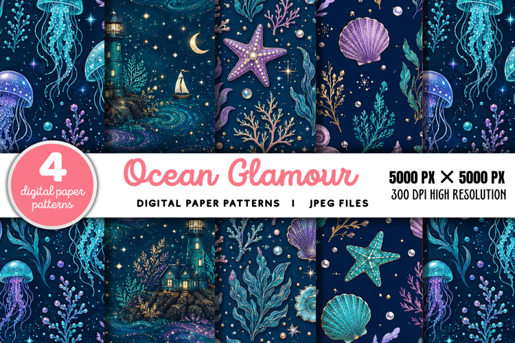 Ocean Glamour Seamless Digital Paper JPG