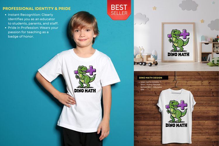 DINO MATH Design Teacher & Student Fun Math Classroom Tee