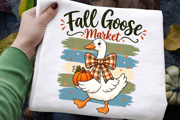Fall Goose Market Cute Autumn Goose Pumpkin Sublimation example image 1
