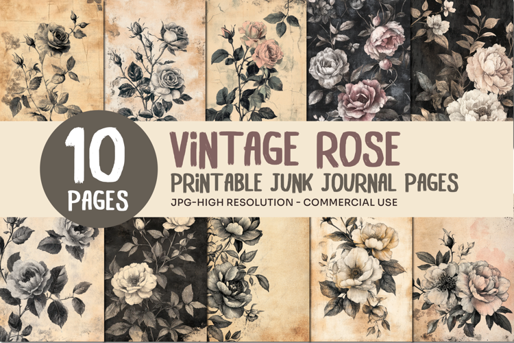 Vintage Rose Junk Journal Pages