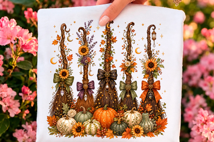 Witch Broom Pumpkin Fall Halloween PNG