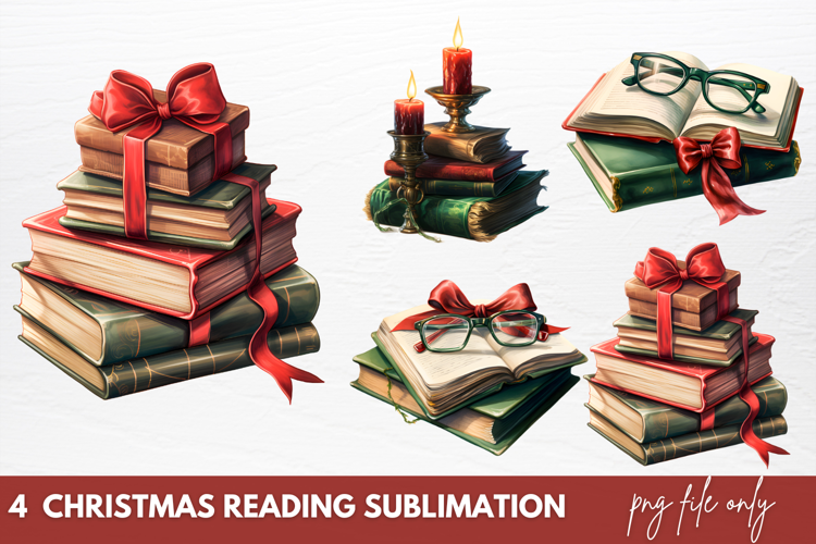 Christmas Reading Sublimation Clipart