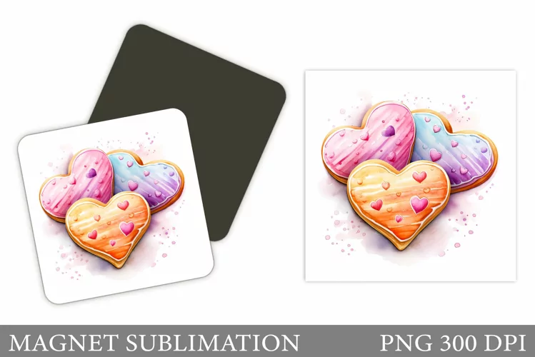 Cookies Hearts Magnet Design. Heart Magnet Sublimation