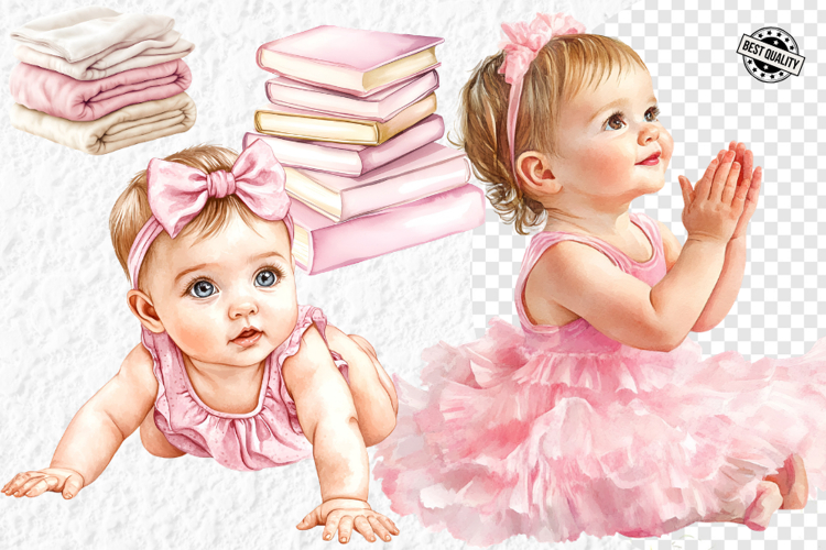 Pink baby girl clipart
