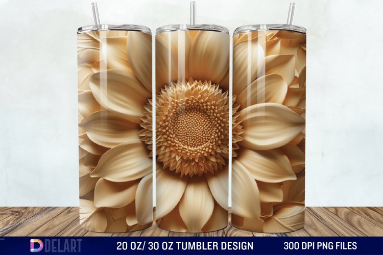 3d Sunflower floral Tumbler Wrap example image 1
