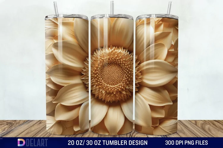 3d Sunflower floral Tumbler Wrap
