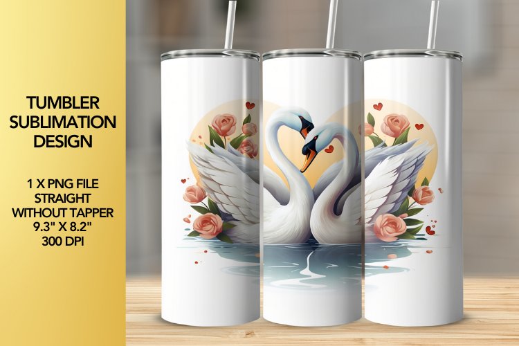 Swans Tumbler Sublimation Design example image 1