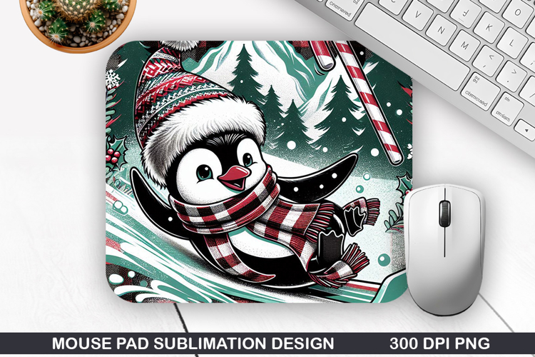 Penguin Mouse Pad Sublimation, Christmas Mouse Pad PNG