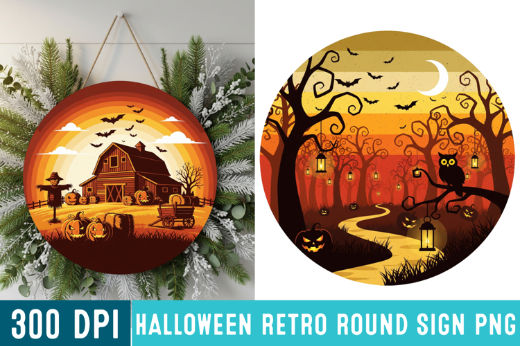 Halloween Round Sign Design PNG Perfect for Spooky Season