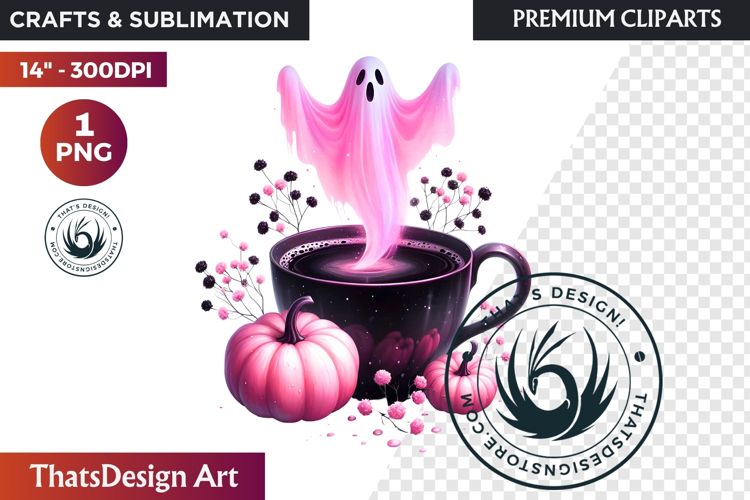Gothic Halloween Drinks Pink and Black Sublimation clipart