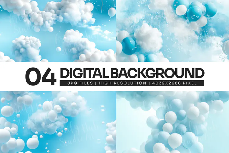 Blue Cloud Balloon Background