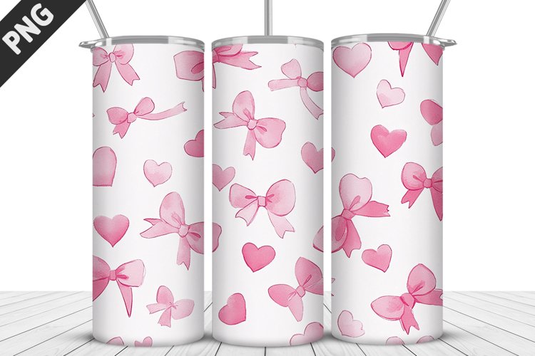 Pink Bow 20oz Tumbler Design| Valentines Day Tumbler Wrap