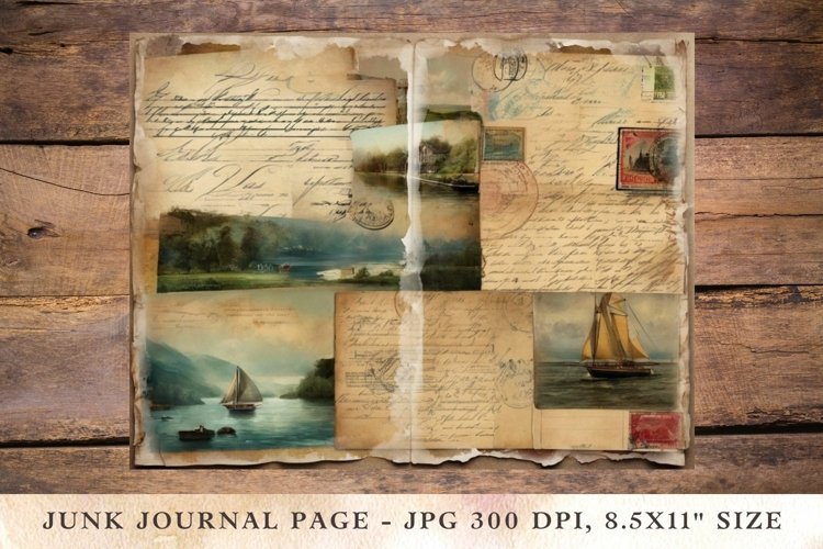Printable Junk Journal Pages postcard nautical ship 2