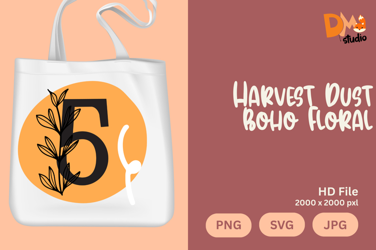 Harvest Dust Boho Floral Monogram