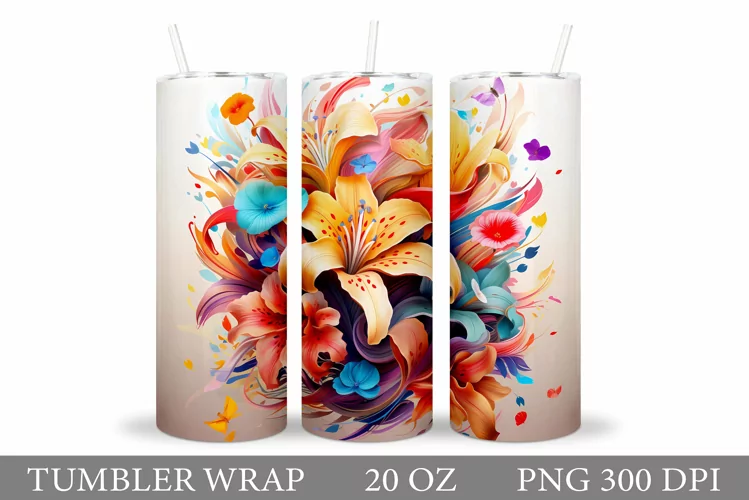 Floral Tumbler Design. Flowers Tumbler Sublimation