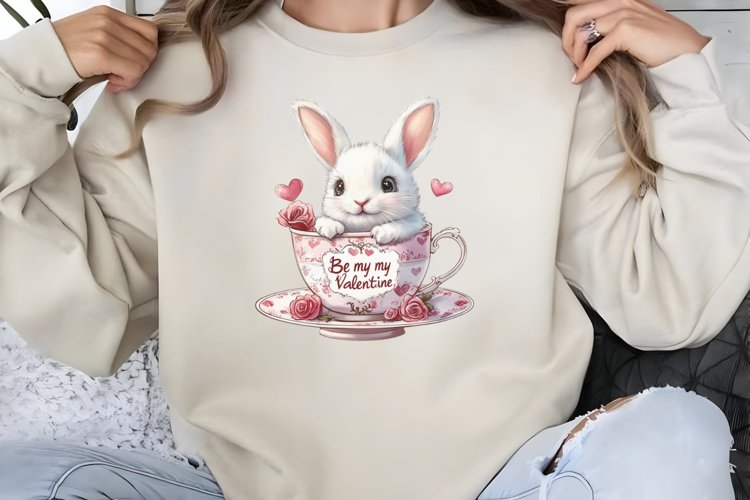 Valentines Day Bunny Cups Clipart PNG