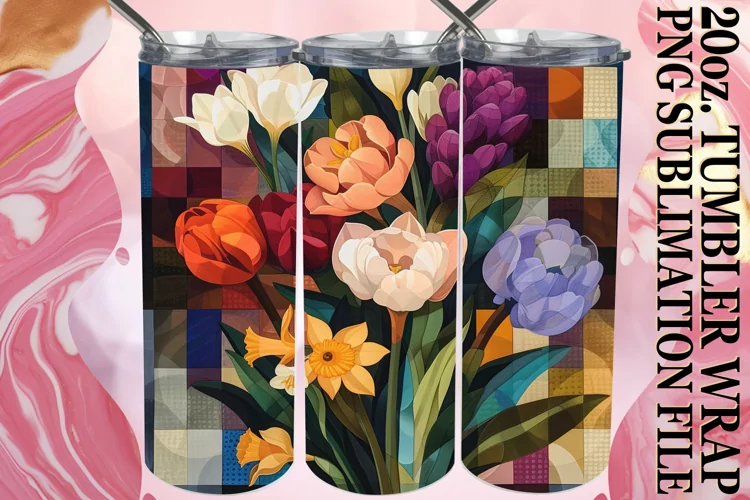 Radiant Spring Flower Tumbler Wrap Art