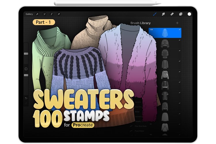 100 Sweater Part 1 Procreate Brushes