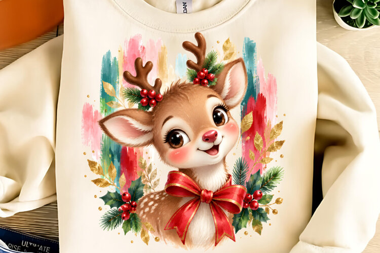 Trending Christmas PNG, Preppy Christmas Reindeer PNG example image 1