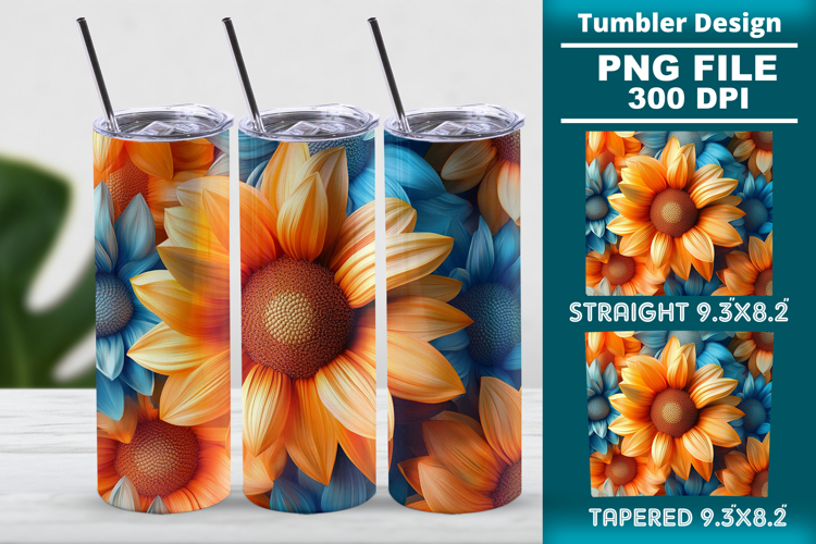 3D floral tumbler wrap design