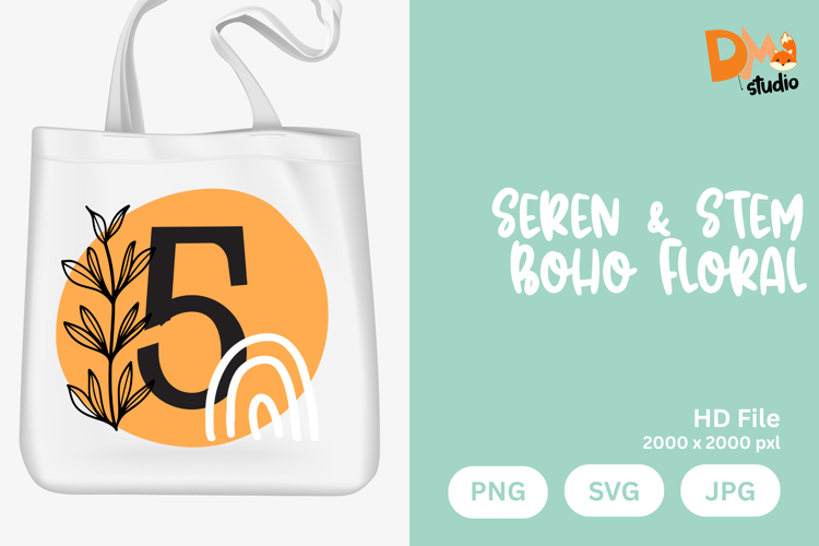 Seren   Stem Boho Floral Monogram