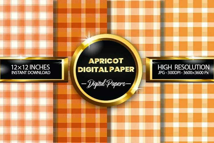 Apricot Gingham Digital Papers - 04 Variations
