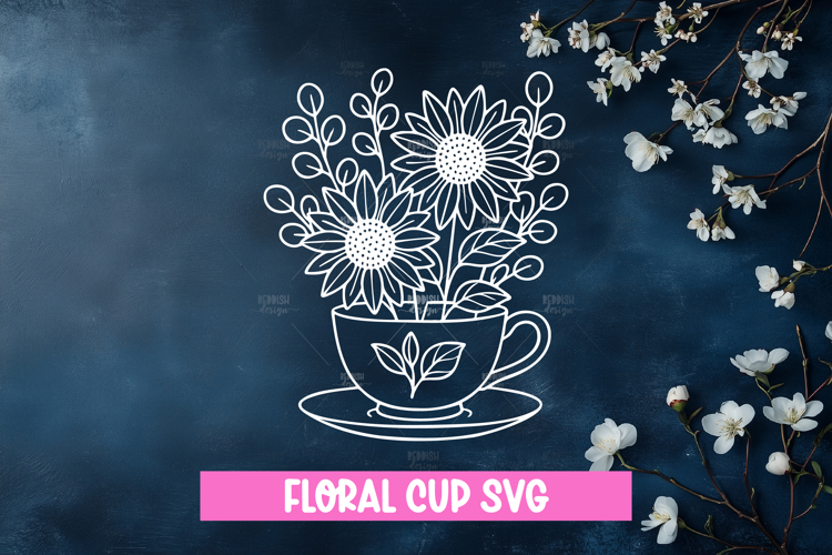 Vintage floral teacup SVG