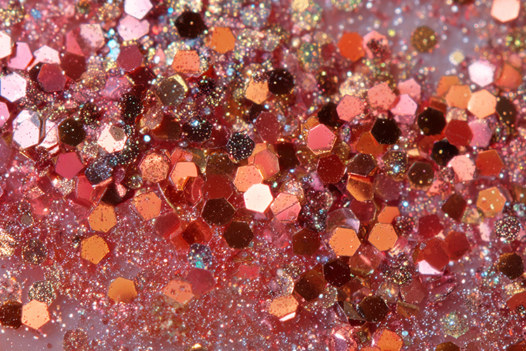 Colorful background of pink and red sequins and glitter
