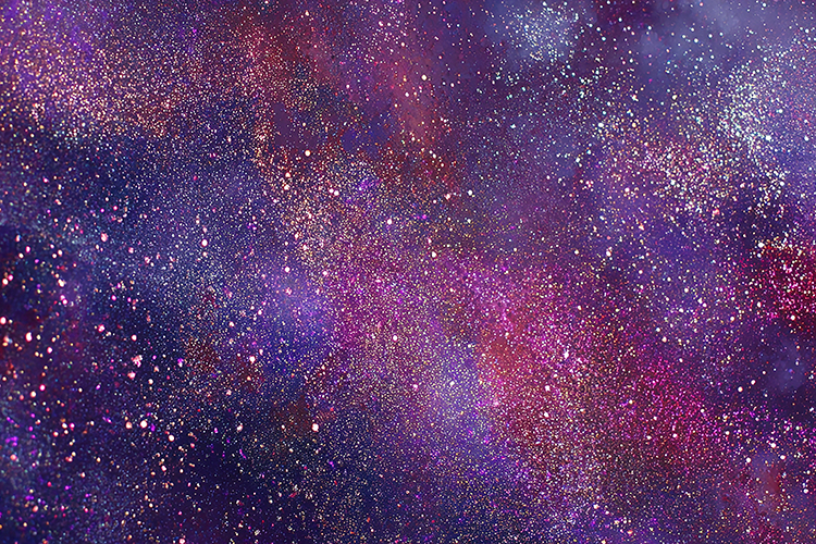 Purple & pink galaxy with numerous stars & stardust in space