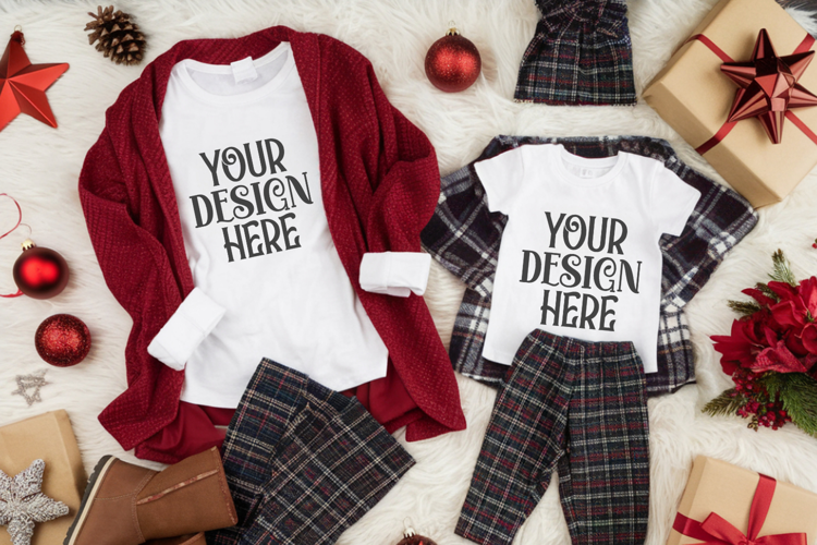 Christmas Family Matching Group T-Shirt Mockup