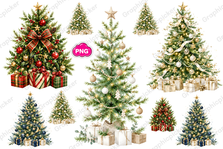 Trending Christmas PNG, Retro Christmas Tree PNG, Christmas