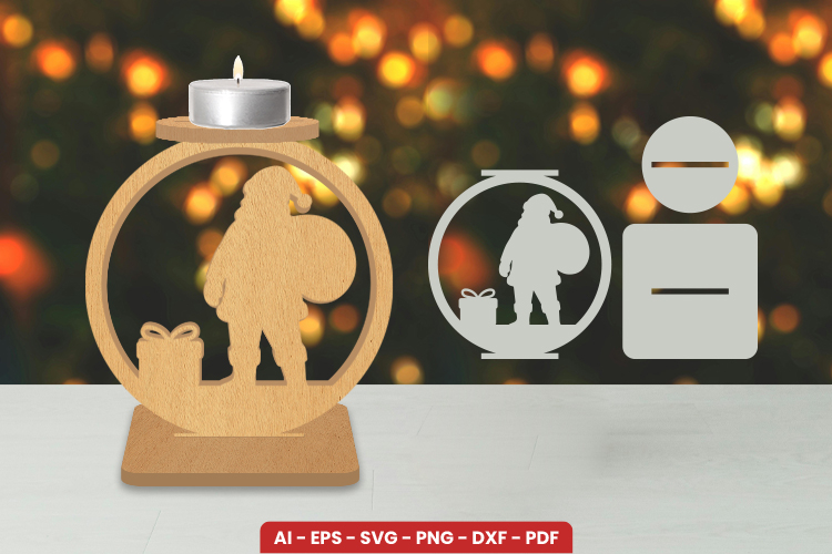Christmas Candle Holder Laser Cut SVG