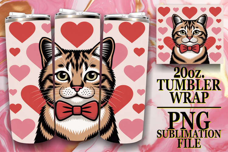 PRESENT OF LAUGHTER 20oz TUMBLER WRAP, Valentines Cat
