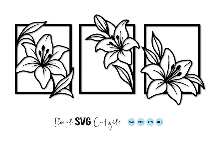 Lily Flower Frame SVG PNG example image 1