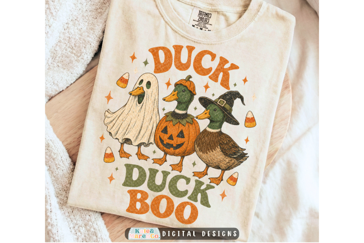 Duck Duck Boo PNG | Vintage Mallard Halloween Retro PNG