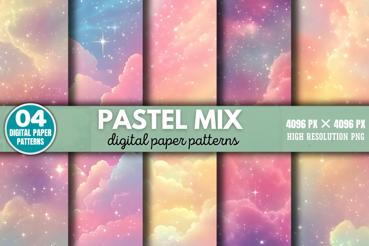 Pastel Mix Digital Paper Background PNG