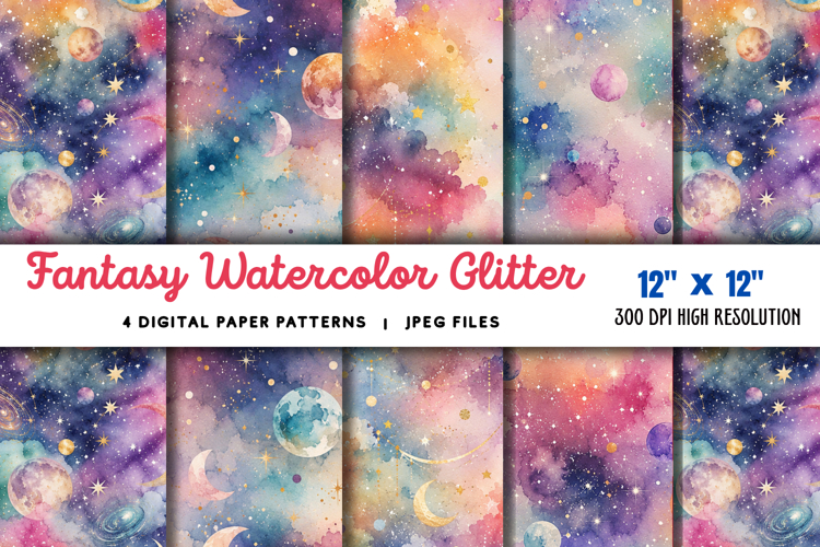 Fantasy Watercolor Glitter Background JPG