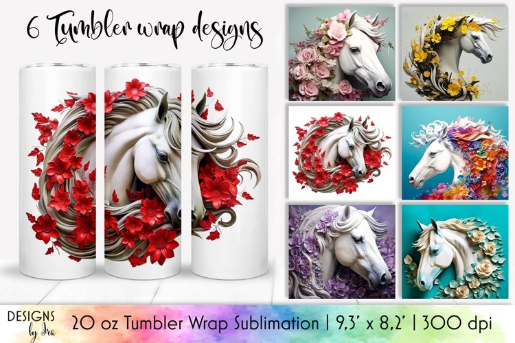 3d Tumbler Wrap Bundle | 3d Horse Tumbler Sublimation