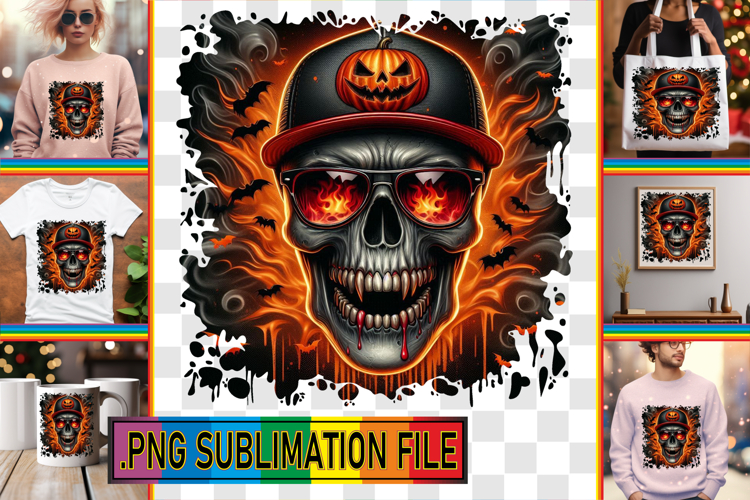 Cheerful Tote Bag Designs PNG, Skull
