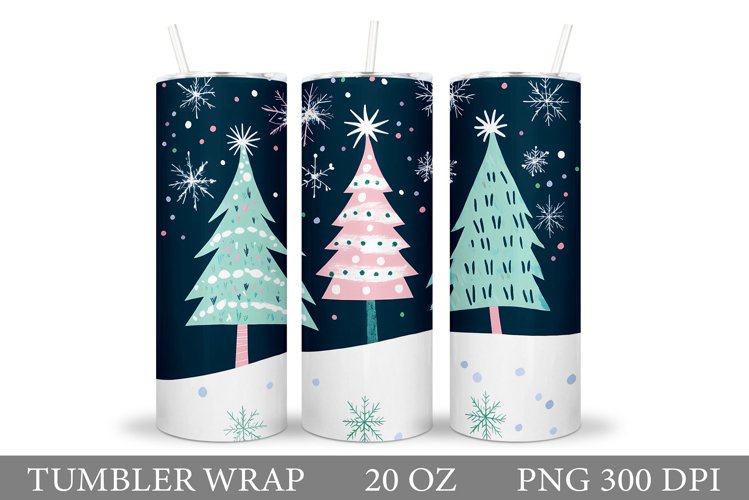 Christmas Tree Tumbler Design. Christmas Tree Sublimation example image 1