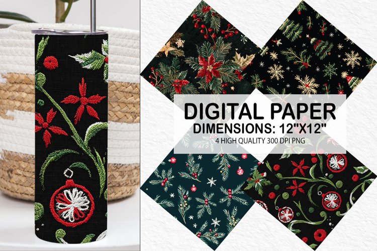 Christmas Embroidery Seamless Digital Paper