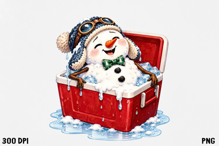 Funny Melting Snowman PNG Christmas Clipart