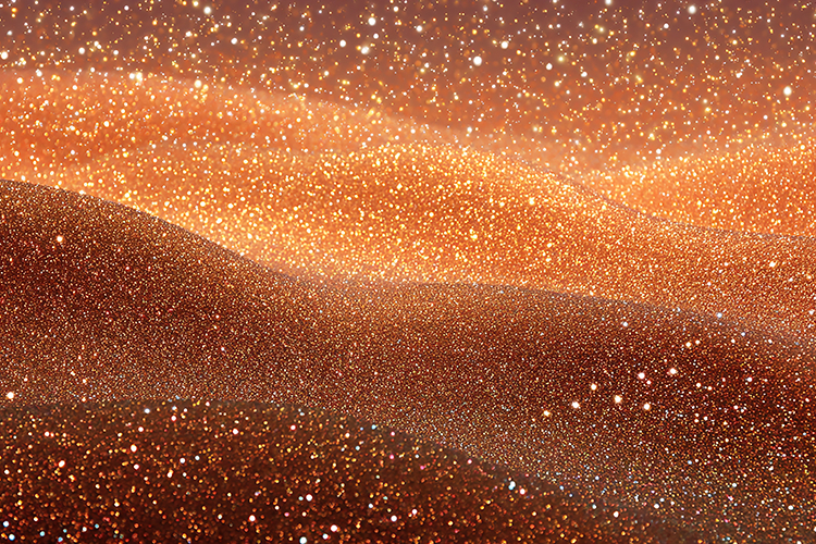 Orange and brown landscape with sparkling particles