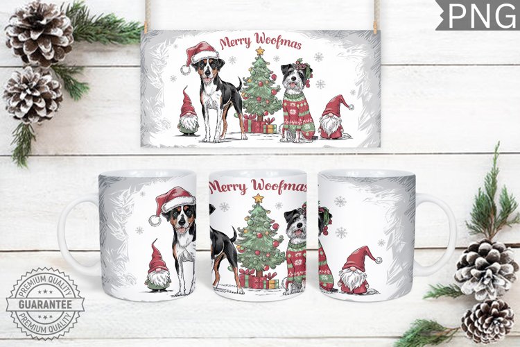 Merry Woofmas Mug Wrap - Christmas Mug Sublimation