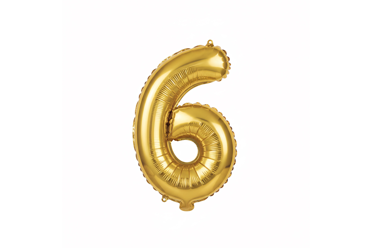 Golden Metallic Number 6 Foil Balloon Party Decoration