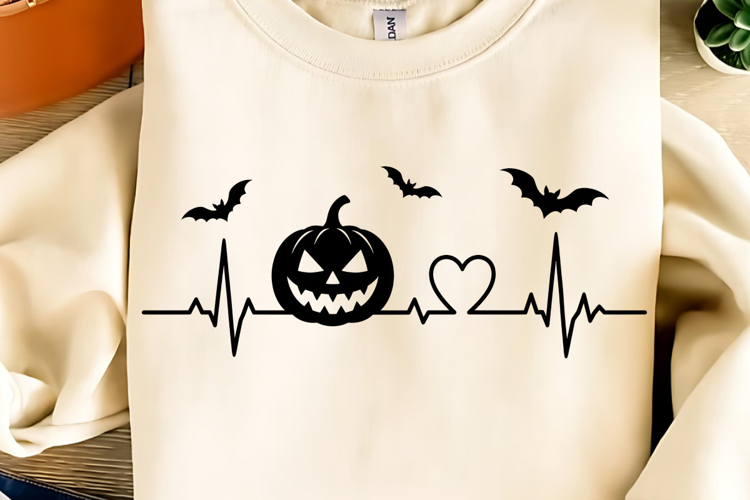 Halloween Heartbeat PNG, Pumpkin Heartbeat PNG, Spooky PNG