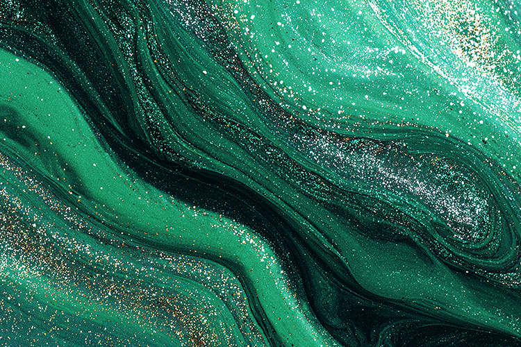 Swirling patterns and glittering accents