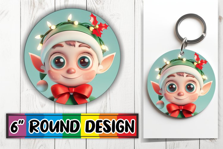 3D Holiday Characters Round Design Sublimation PNG