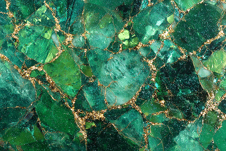 Green marble texture with gold veins
