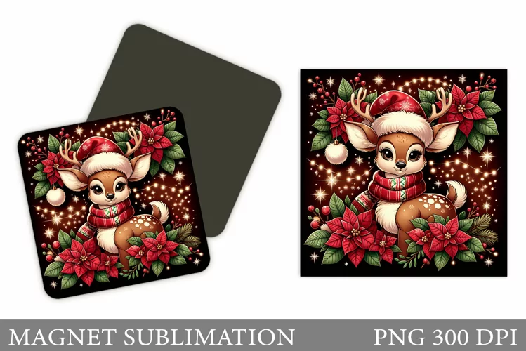Christmas Deer Magnet Design. Christmas Magnet Sublimation